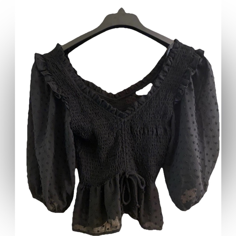 Top Shop Blouse Sheer Embroidered Lace Whimsigoth Fairy US 4 Small/Medium Women